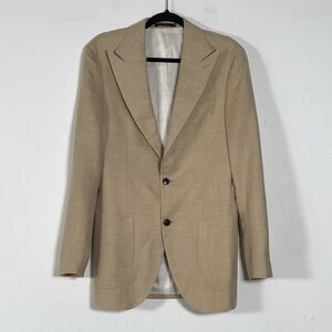 SUITSUPPLY E.THOMAS Wool Silk Linen Blazer Jacket Mens Sz 36L Tan 2 Button